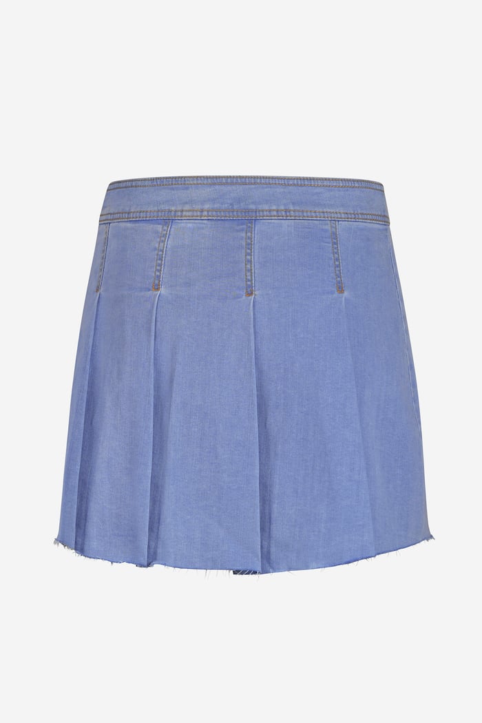 Pleated Design Frayed Raw Hem Mini Skirt