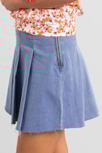 Pleated Design Frayed Raw Hem Mini Skirt