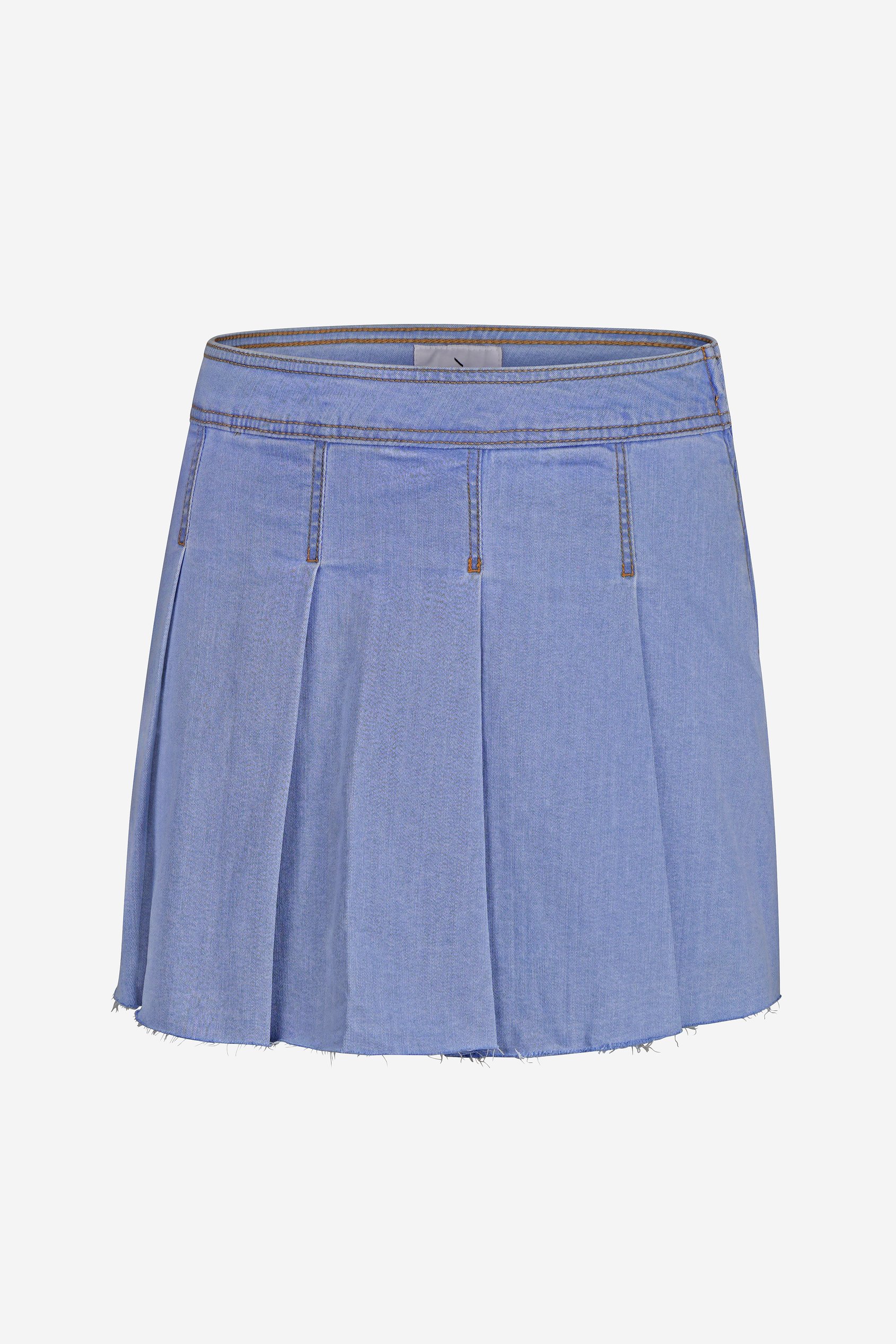 Pleated Design Frayed Raw Hem Mini Skirt
