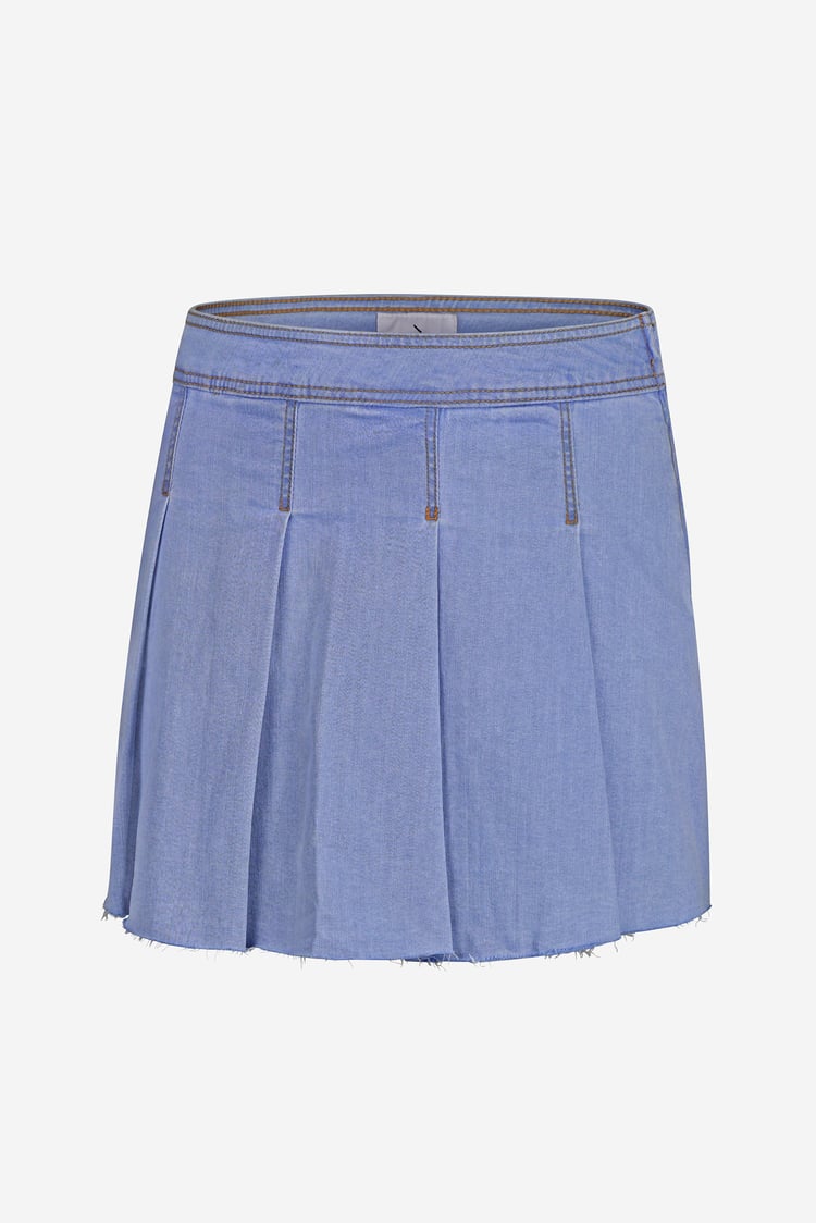 Pleated Design Frayed Raw Hem Mini Skirt