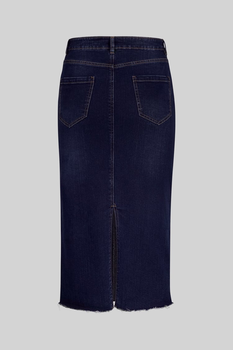 Denim Midi Skirt With Embroidery Details