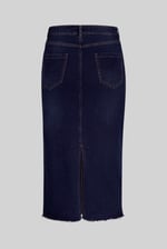 Denim Midi Skirt With Embroidery Details