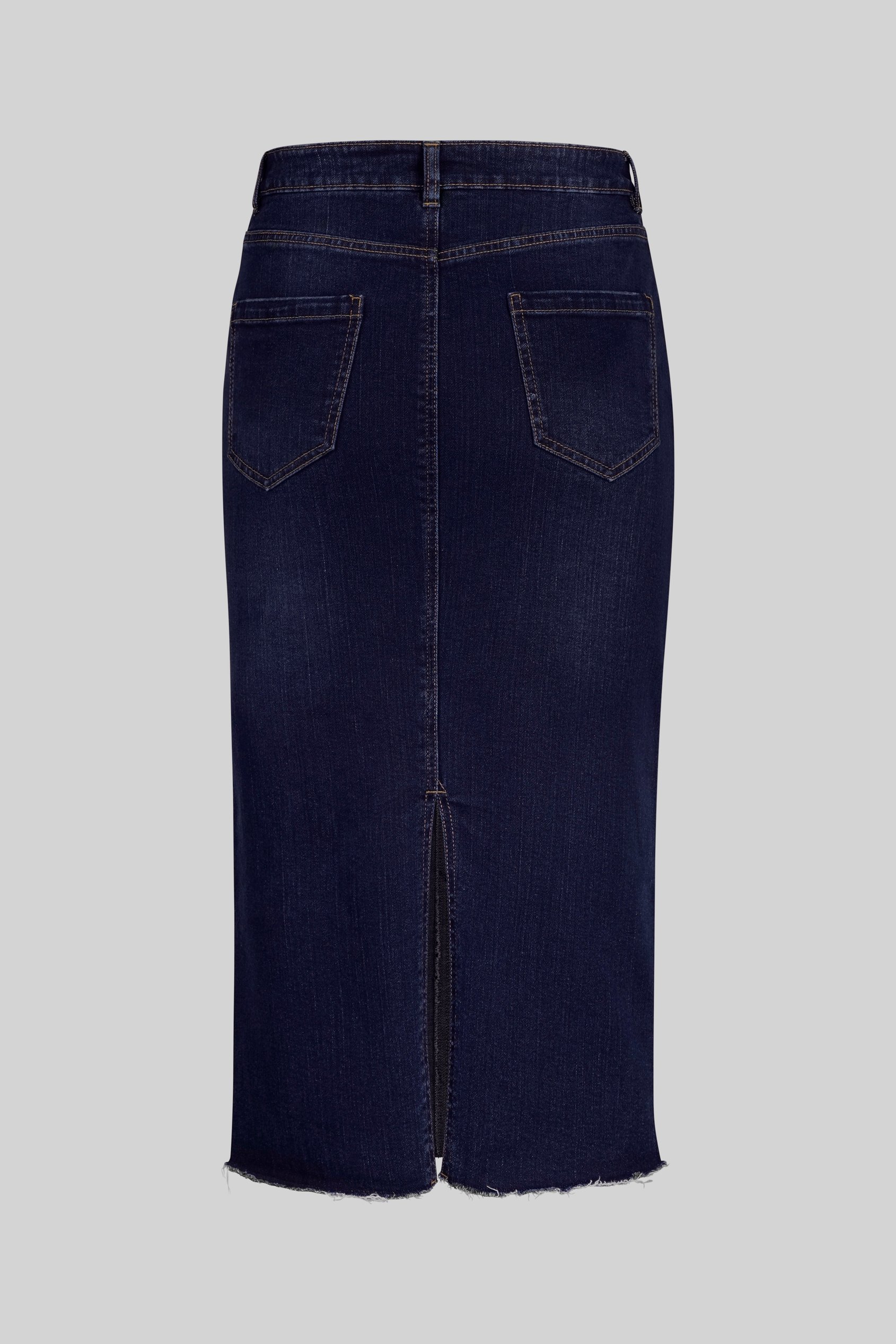 Denim Midi Skirt With Embroidery Details