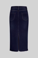 Denim Midi Skirt With Embroidery Details