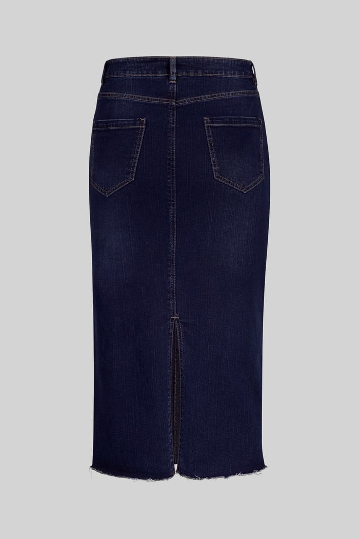 Denim Midi Skirt With Embroidery Details