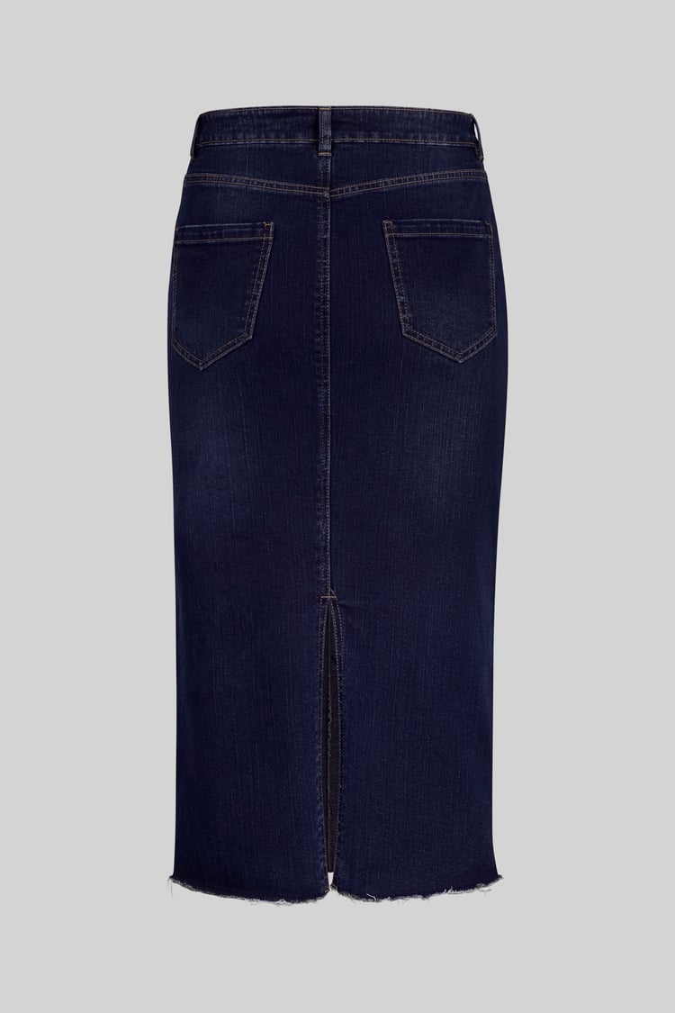 Denim Midi Skirt With Embroidery Details