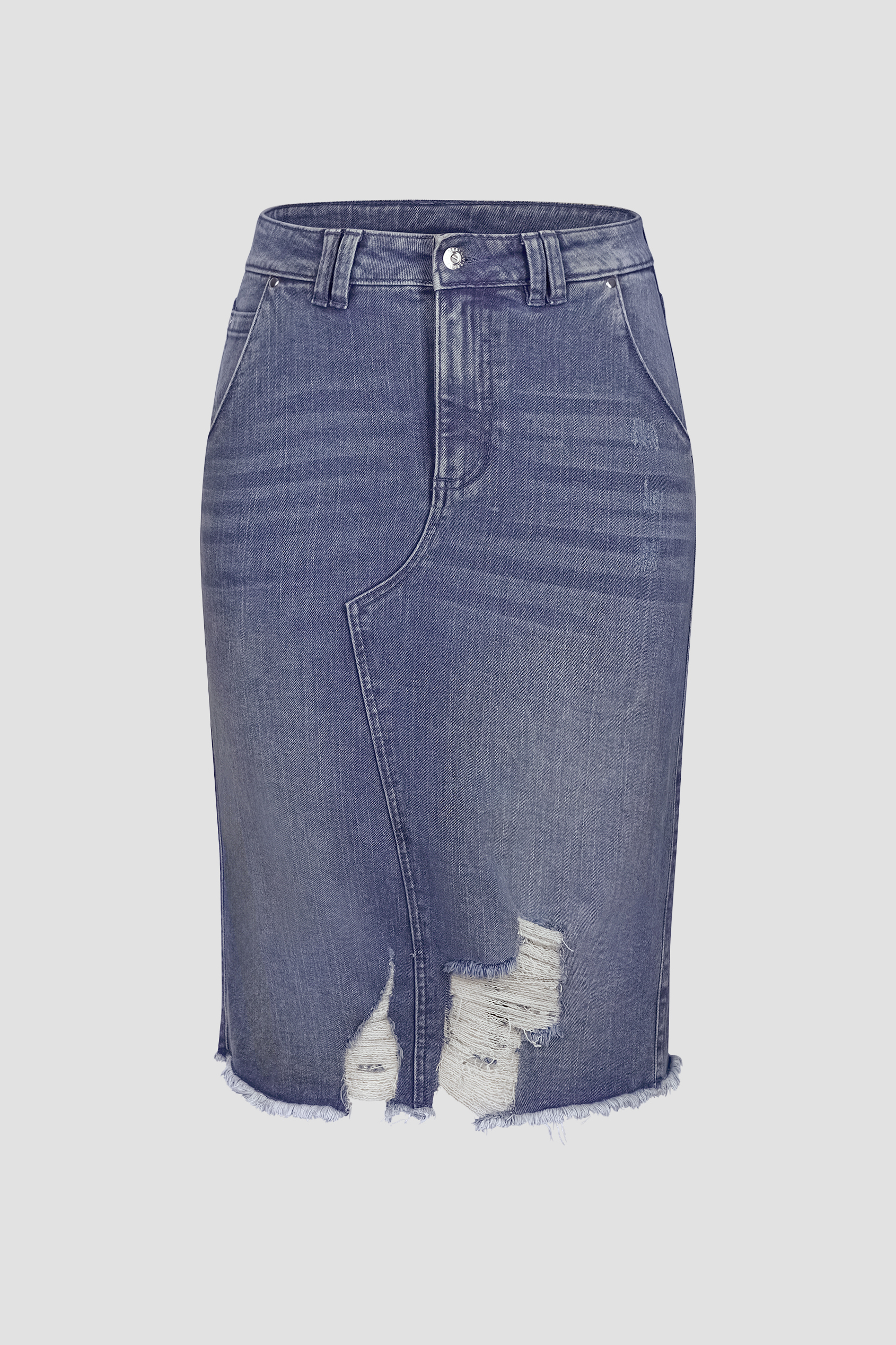 Women's Distressed Hem Denim Skirt