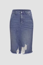 Women's Distressed Hem Denim Skirt