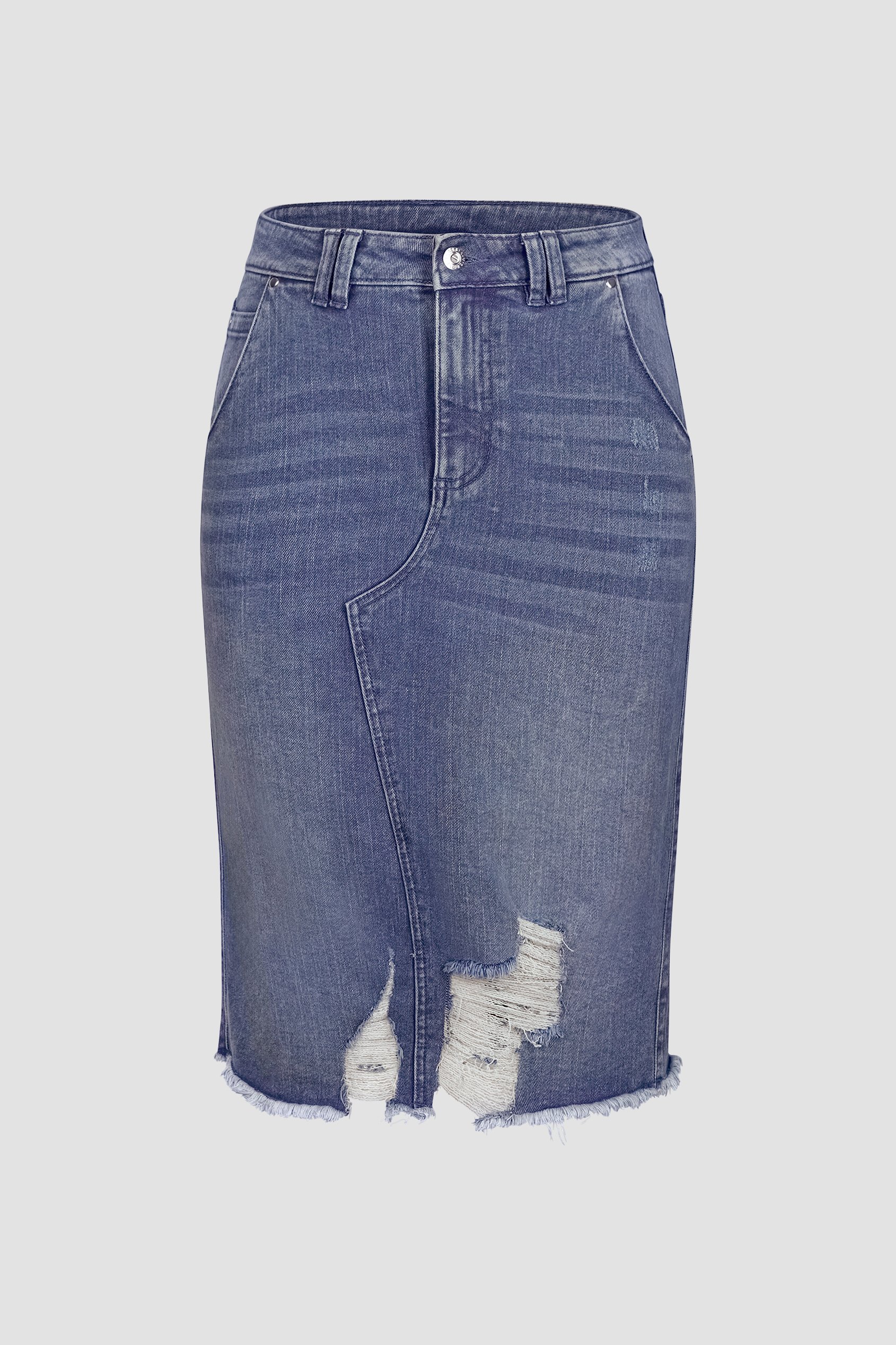 Women's Distressed Hem Denim Skirt