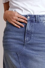 Women's Distressed Hem Denim Skirt