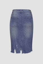 Women's Distressed Hem Denim Skirt