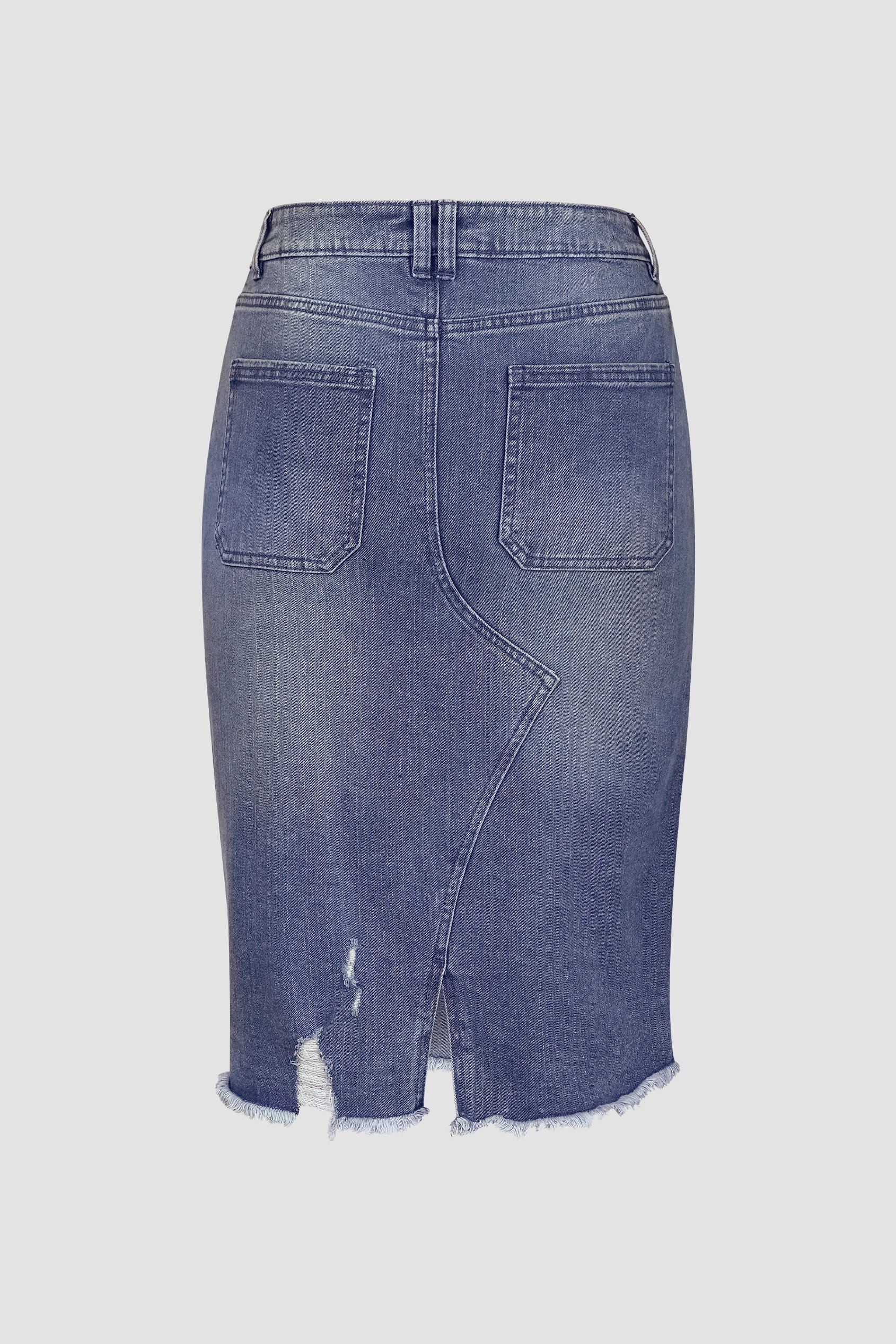 Women's Distressed Hem Denim Skirt