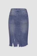Women's Distressed Hem Denim Skirt