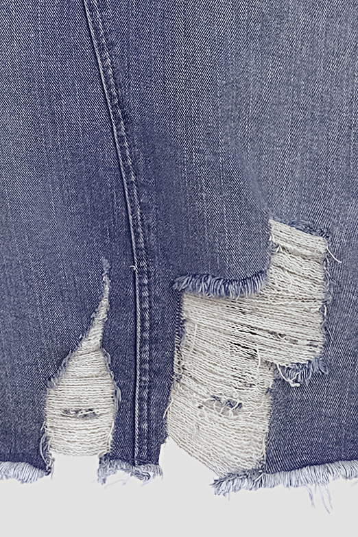 Women's Distressed Hem Denim Skirt