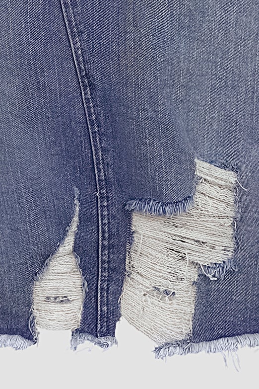 Women's Distressed Hem Denim Skirt