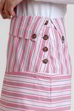 Striped Asymmetric Hem Midi Skirt