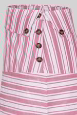 Striped Asymmetric Hem Midi Skirt