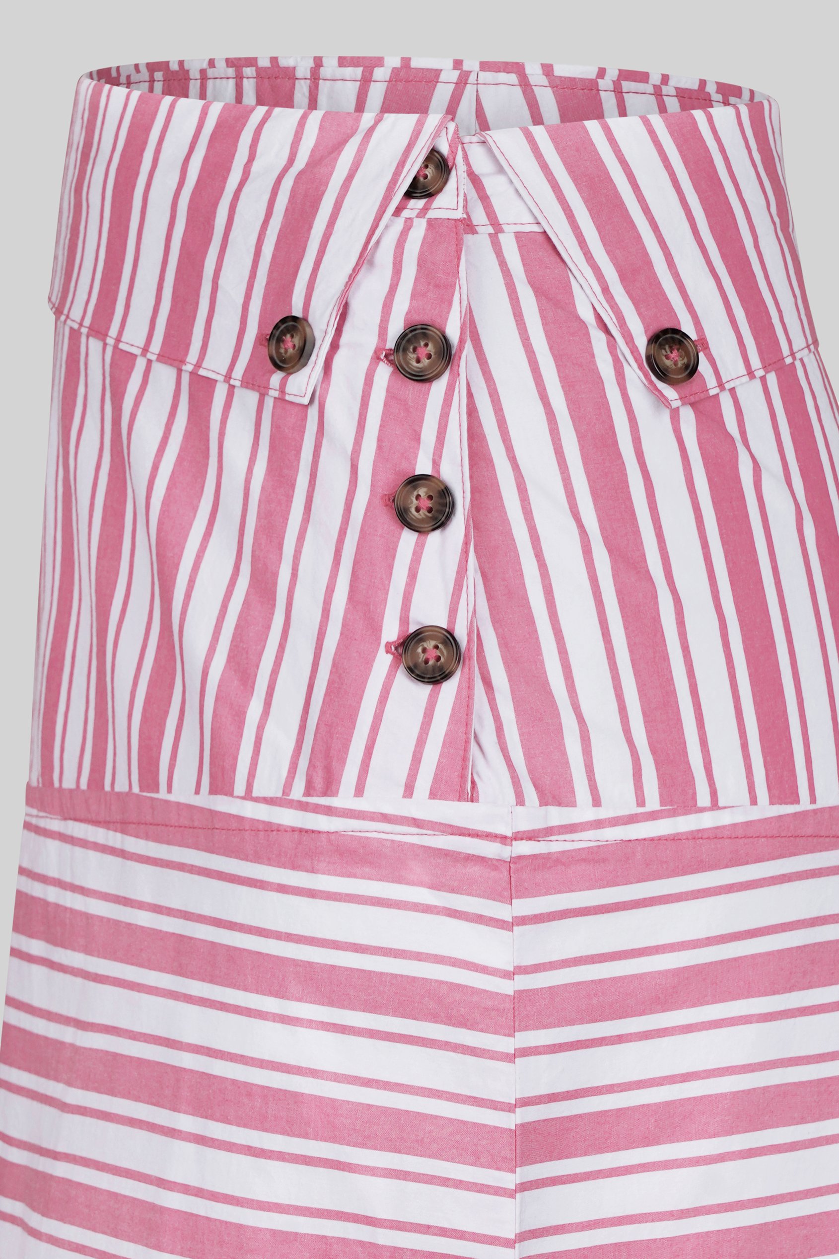 Striped Asymmetric Hem Midi Skirt