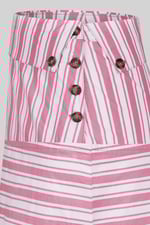 Striped Asymmetric Hem Midi Skirt