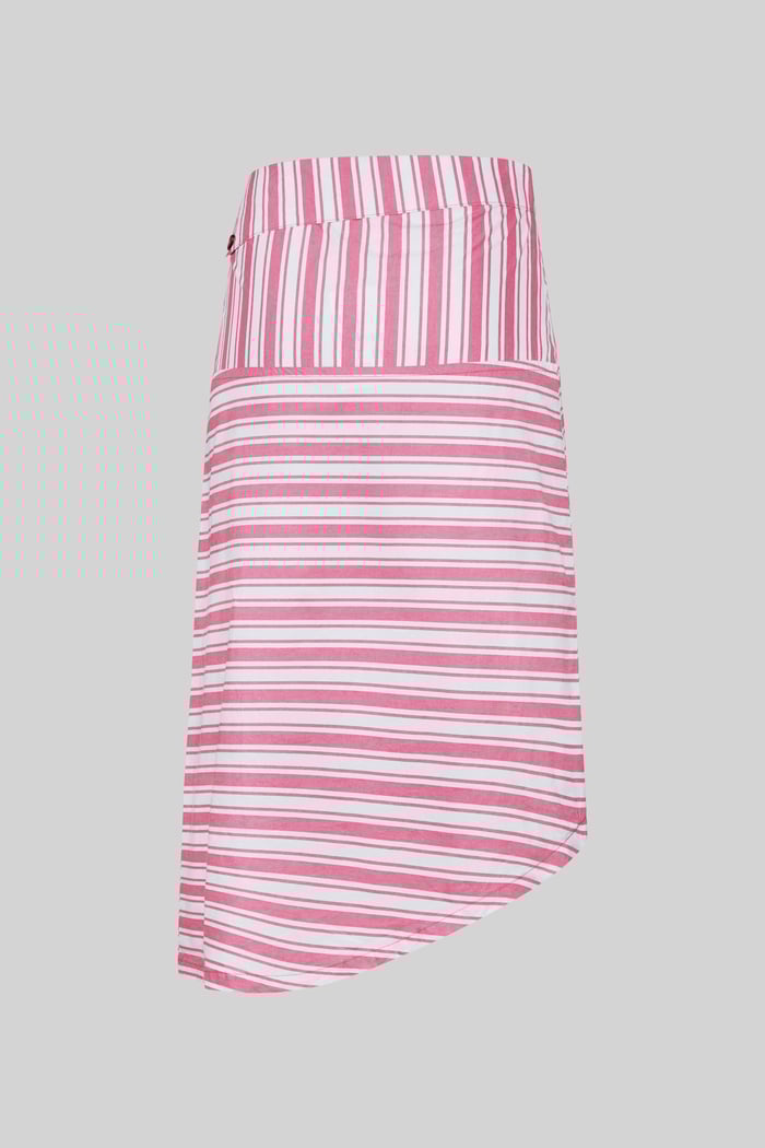 Striped Asymmetric Hem Midi Skirt