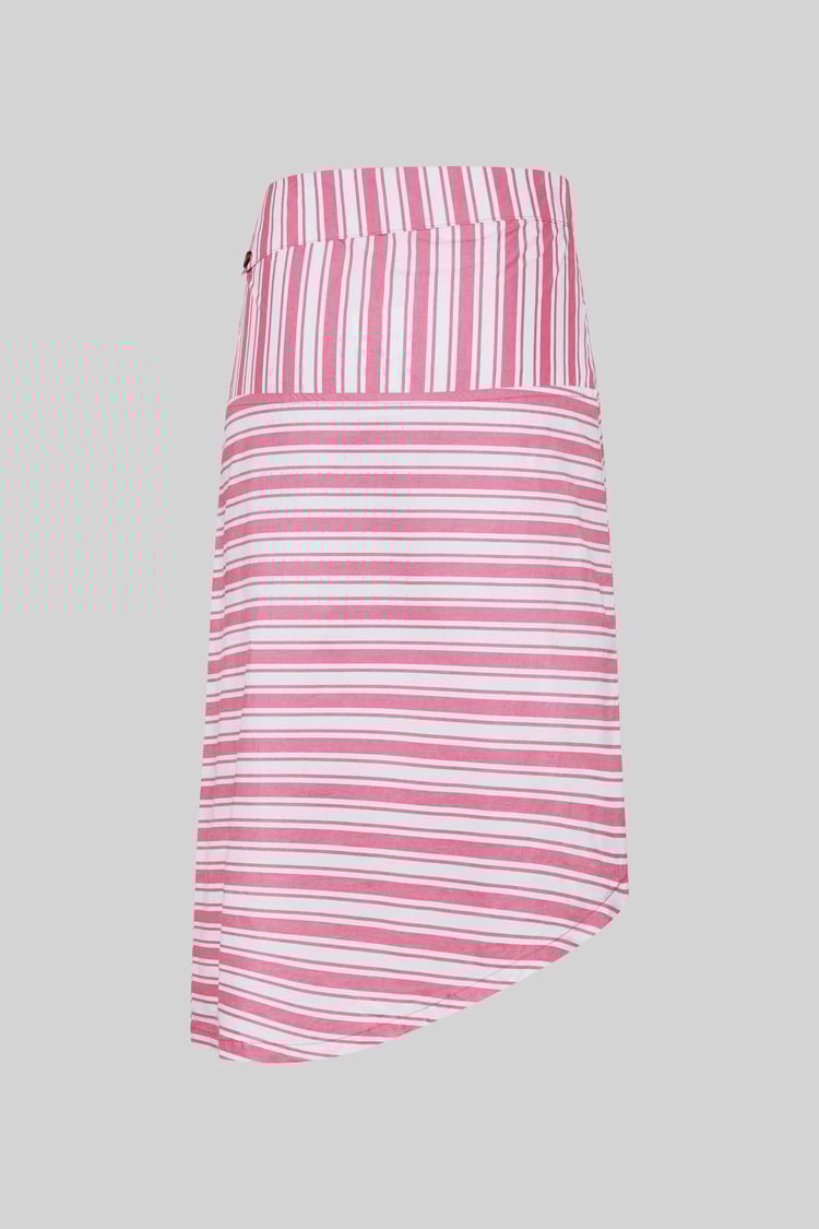 Striped Asymmetric Hem Midi Skirt