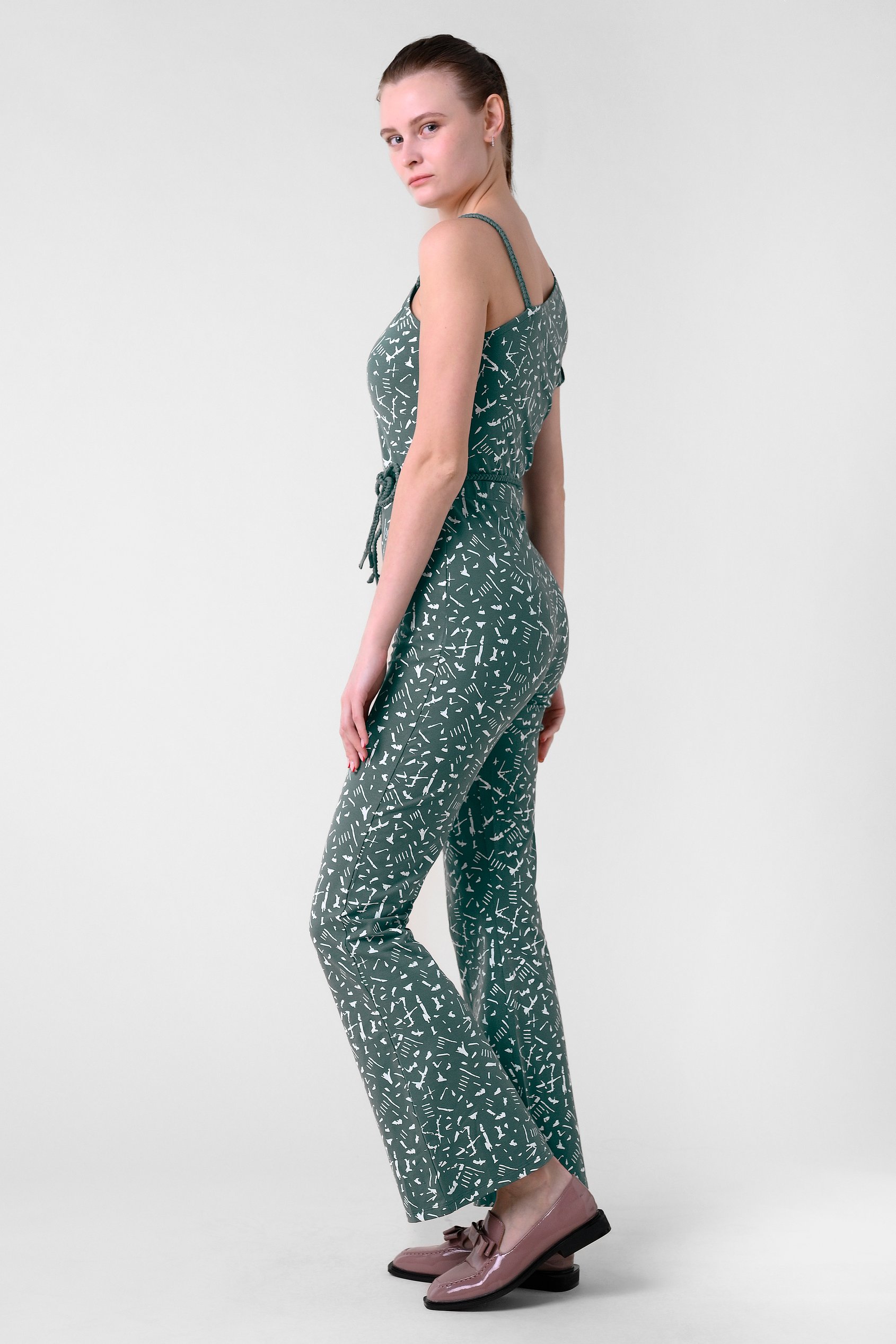 One-Shoulder Jumpsuit with Ruffle Sleeve Detail