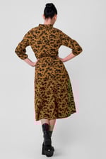 Tie Frill Neck Printed Midi Dress