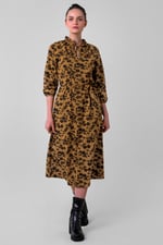 Tie Frill Neck Printed Midi Dress