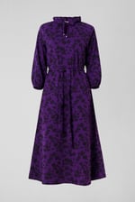 Tie Frill Neck Printed Midi Dress