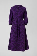 Tie Frill Neck Printed Midi Dress