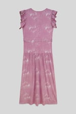 Frill - Sleeve Brush Print Wrap Asymmetric Dress