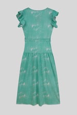 Frill - Sleeve Brush Print Wrap Asymmetric Dress