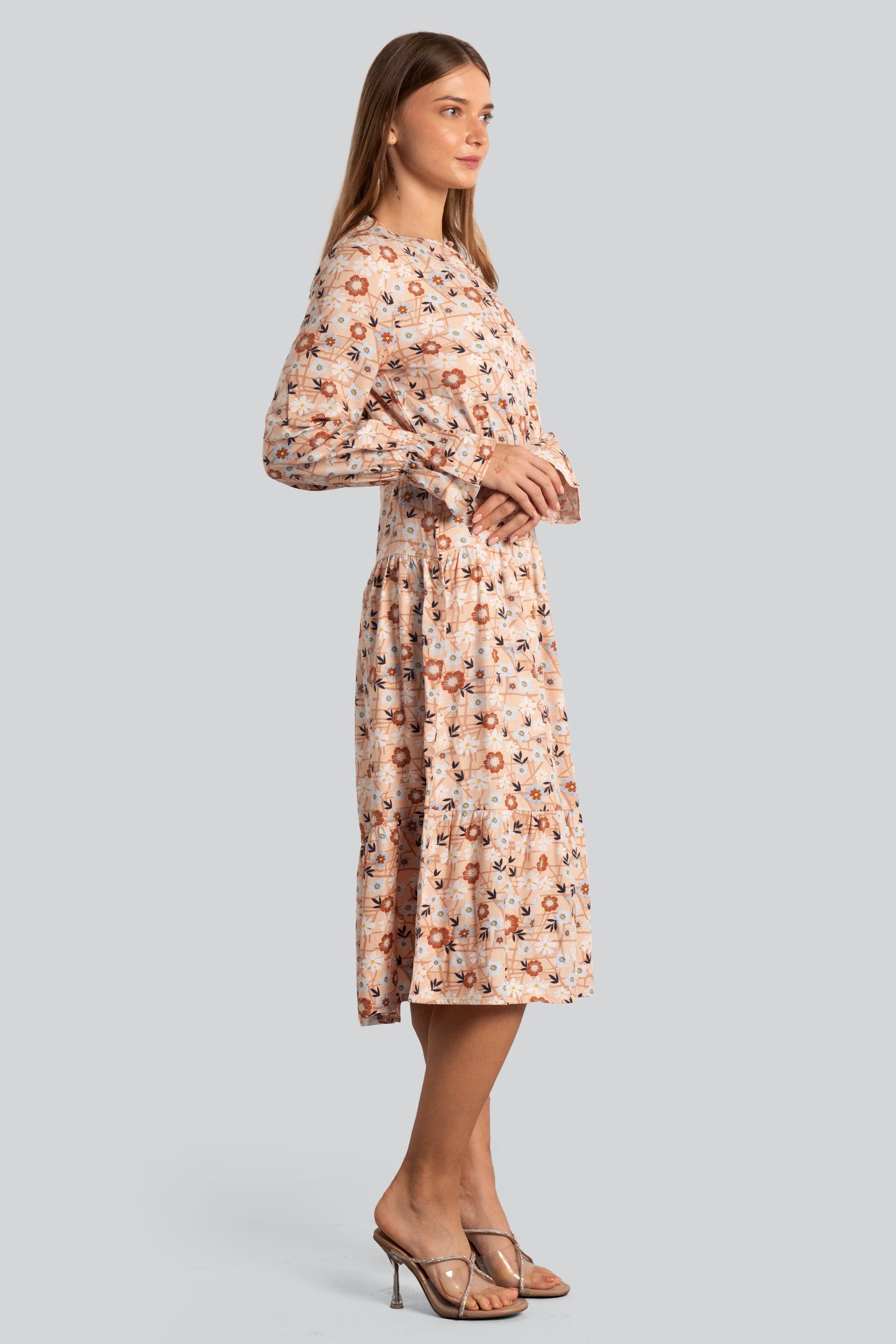 Viscose Long Sleeve Midi Dress