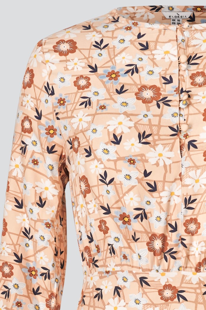 Viscose Long Sleeve Midi Dress