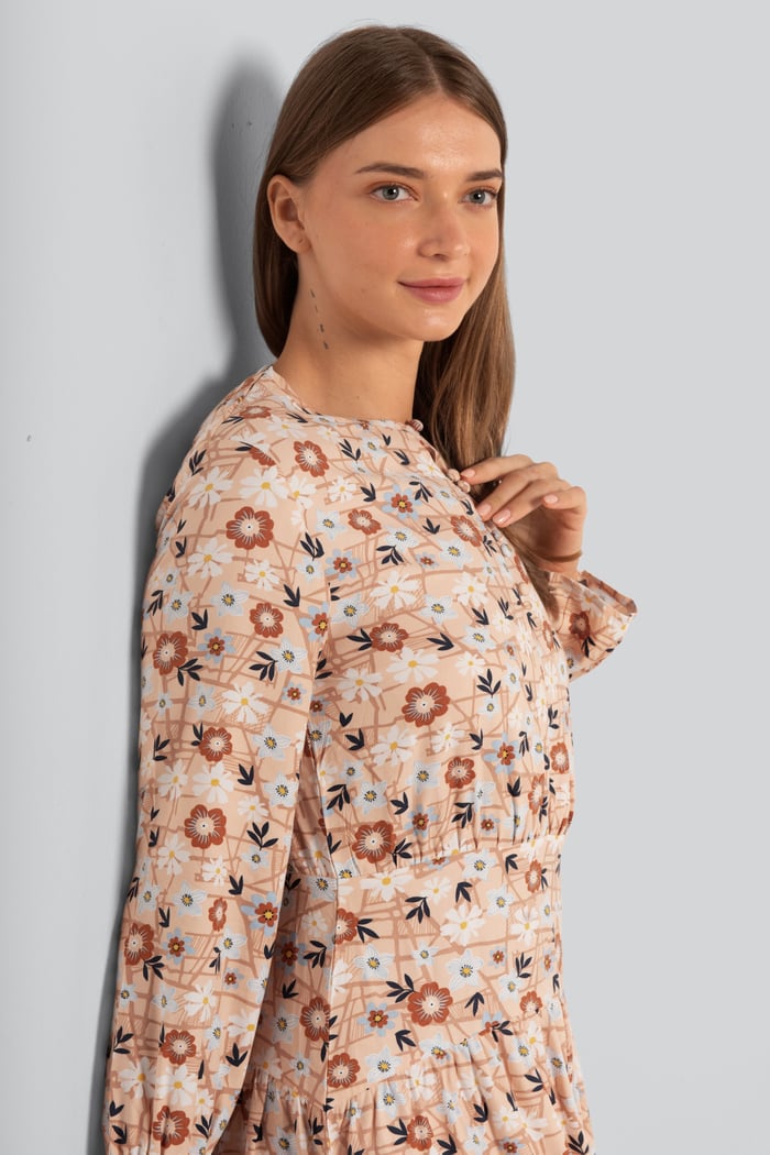 Viscose Long Sleeve Midi Dress