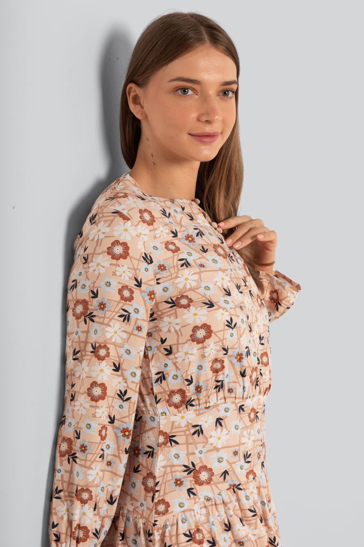 Viscose Long Sleeve Midi Dress