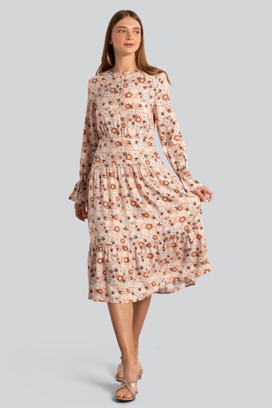 Viscose Long Sleeve Midi Dress