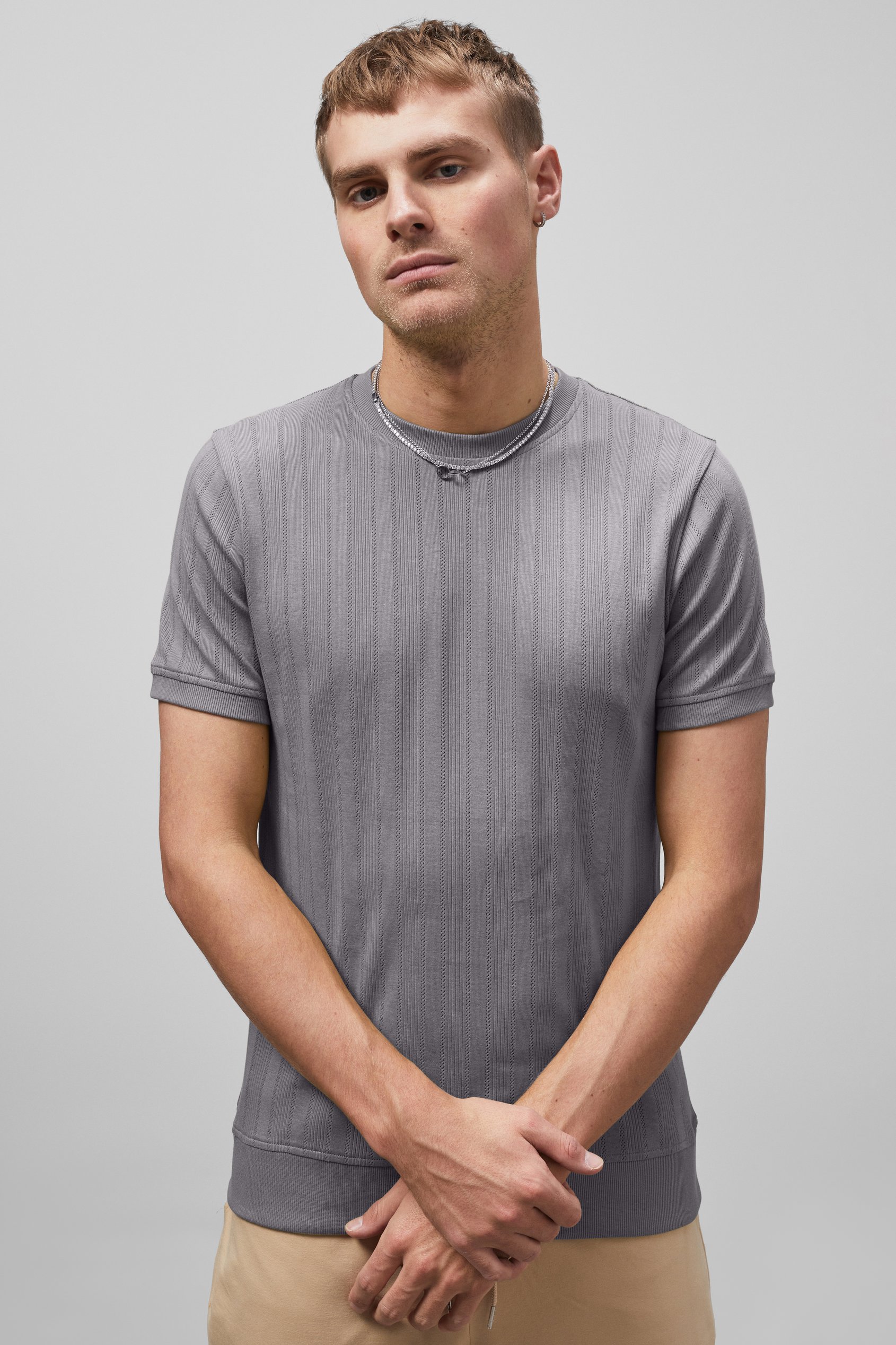 Ribbed Short Sleeve T-Shirt