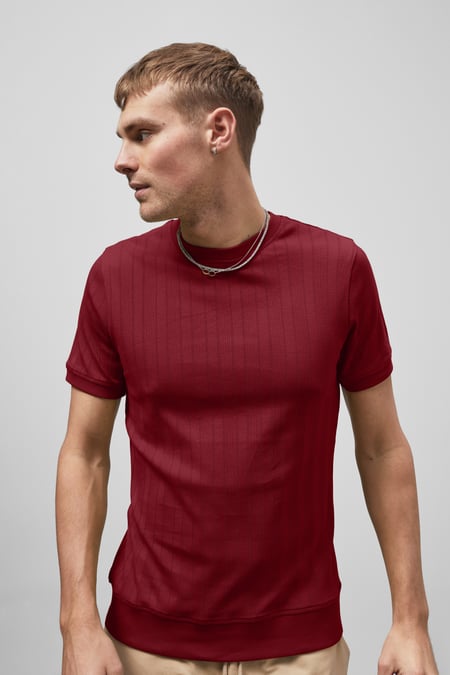 Green Ribbed Short Sleeve T-Shirt