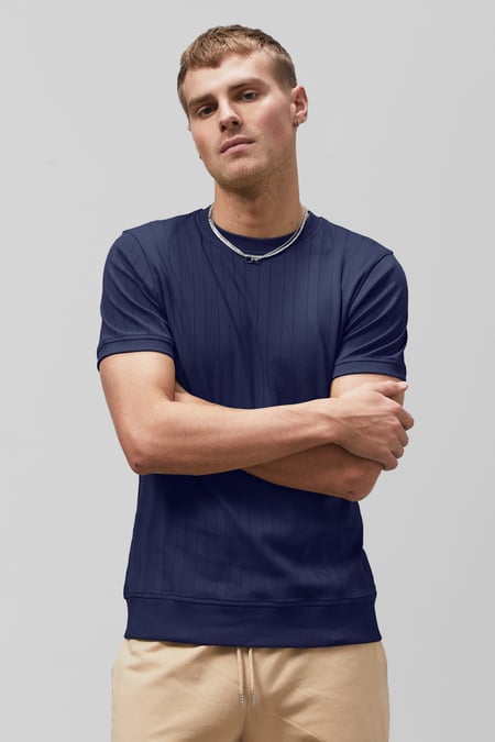 Green Ribbed Short Sleeve T-Shirt