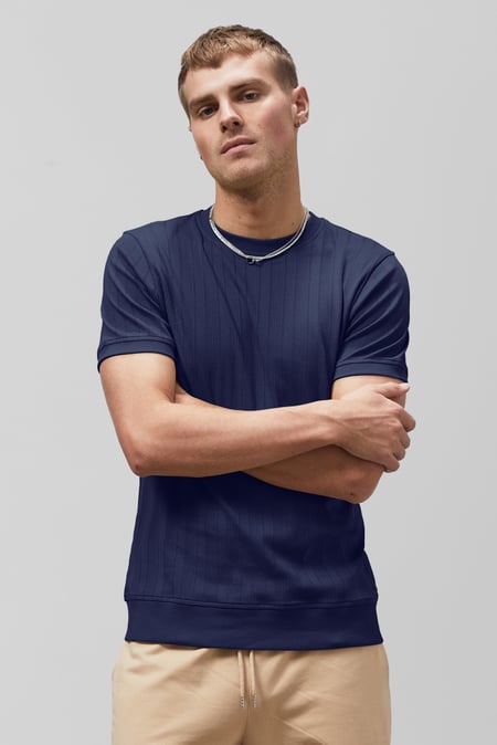 Green Ribbed Short Sleeve T-Shirt