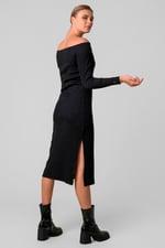 Off Shoulder Embroidery Decor Midi Dress