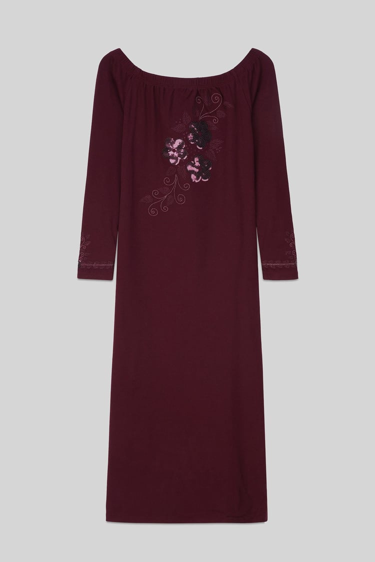 Off Shoulder Embroidery Decor Midi Dress