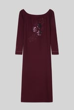 Off Shoulder Embroidery Decor Midi Dress