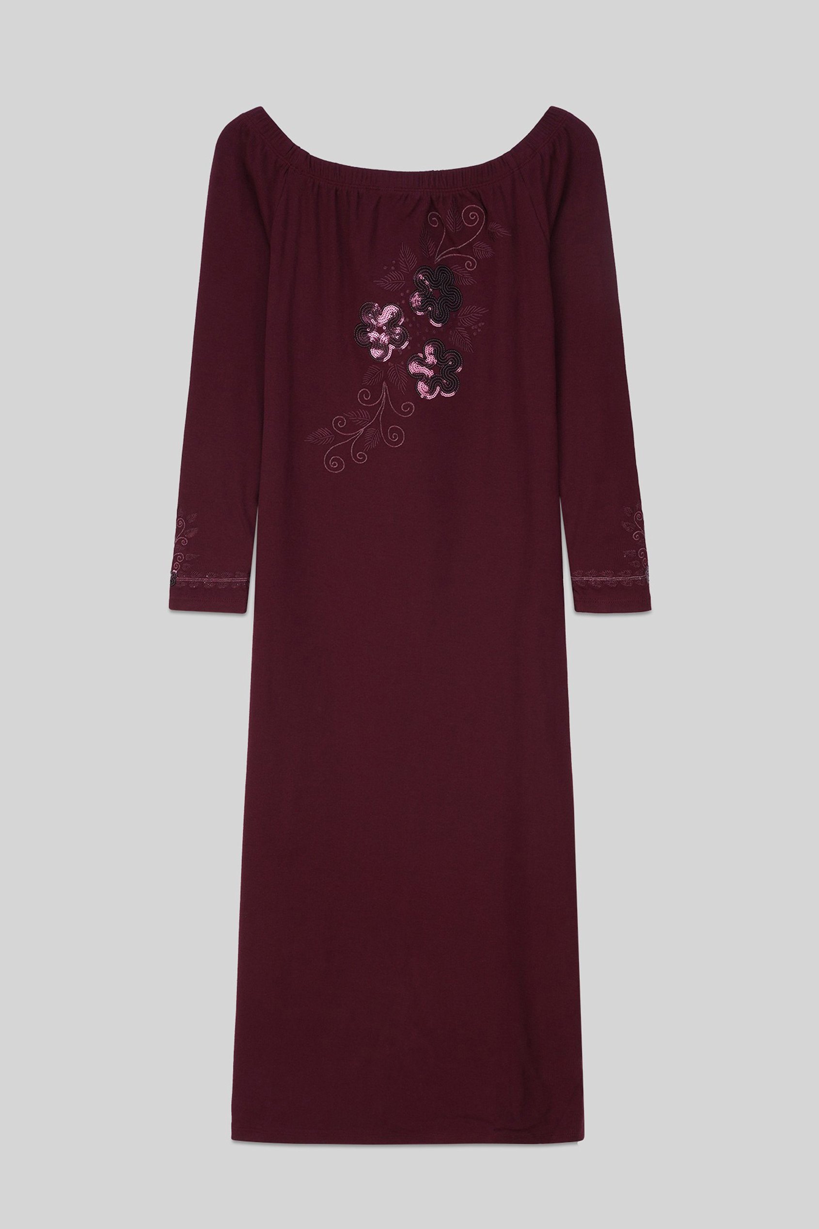 Off Shoulder Embroidery Decor Midi Dress