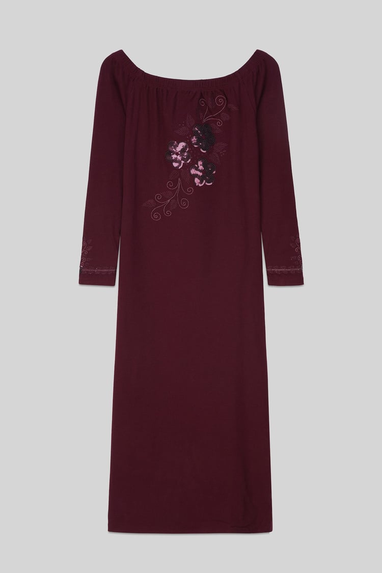 Off Shoulder Embroidery Decor Midi Dress