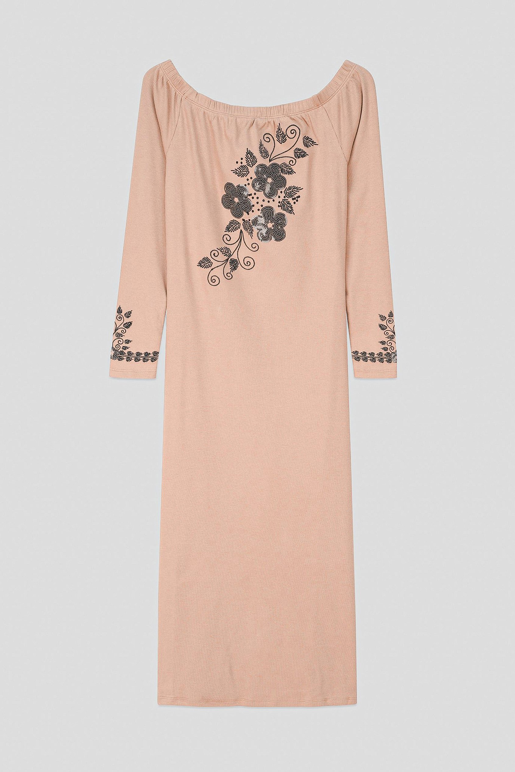 Off Shoulder Embroidery Decor Midi Dress