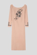 Off Shoulder Embroidery Decor Midi Dress