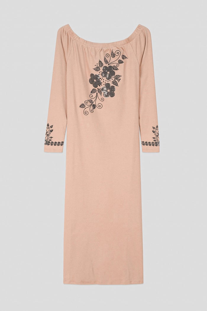 Off Shoulder Embroidery Decor Midi Dress