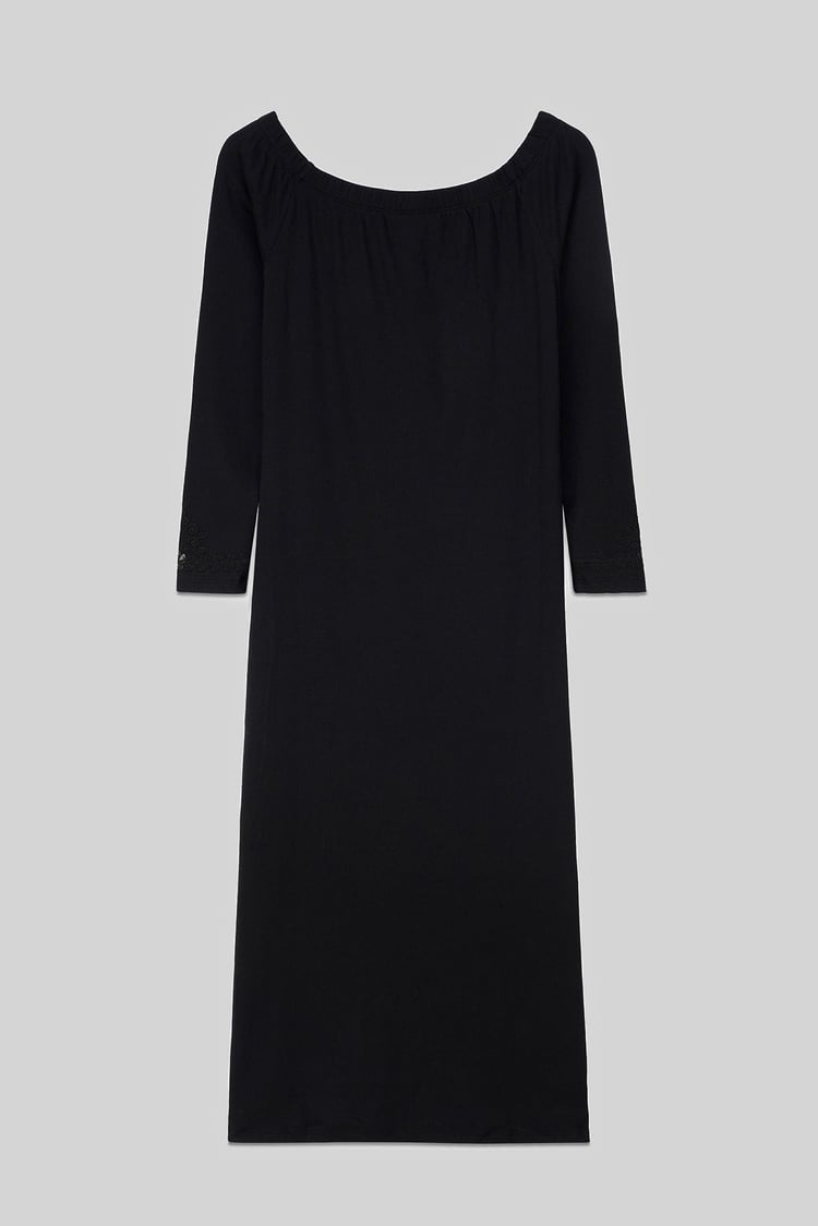 Off Shoulder Embroidery Decor Midi Dress